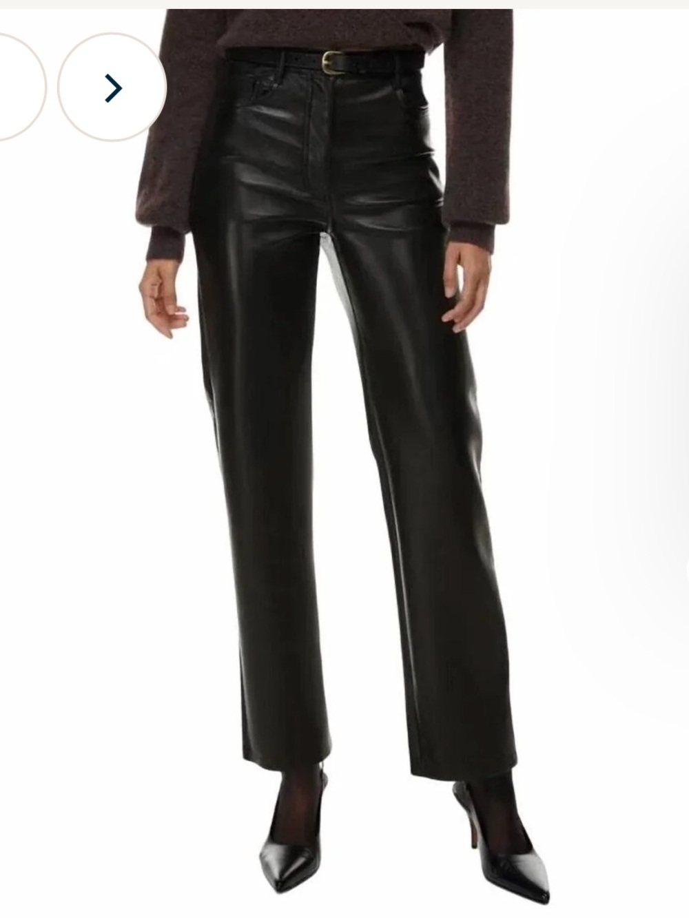 Wilfred Black Faux Leather Straight-Leg Pants